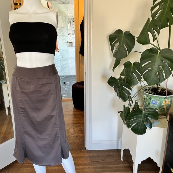 Alvin Taupe Satin Bias-Cut Midi Skirt | Size 8 | Excellent Condition - Picture 2 of 3